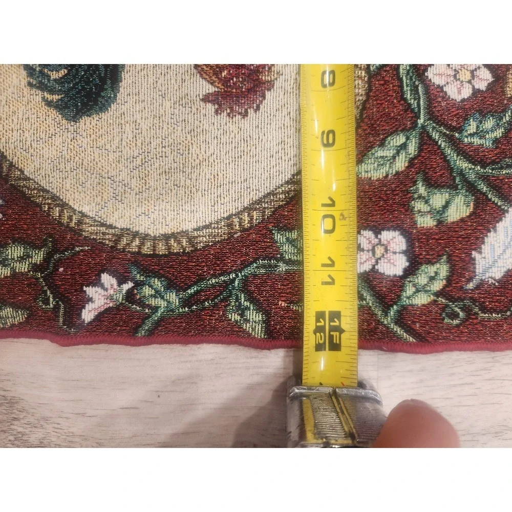 Vintage Rooster Farmhouse Cottagecore Tapestry Table Runner Red & Cream 69x12